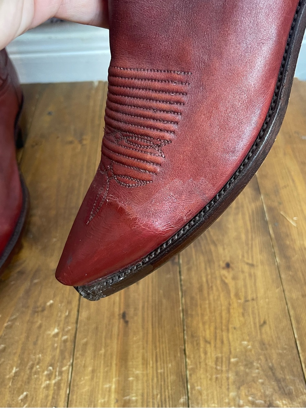 Lucchese Nicole red leather cowgirl boots Womens size 8.5B - REPAIRED - Picture 4 of 12